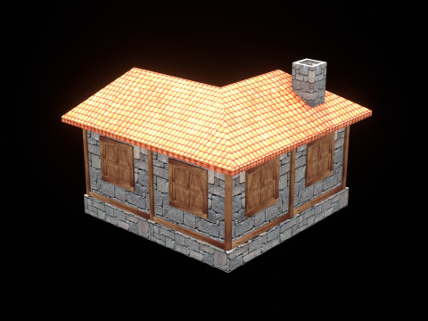 Medieval house low poly village town city residential game ready 5 3D 모델