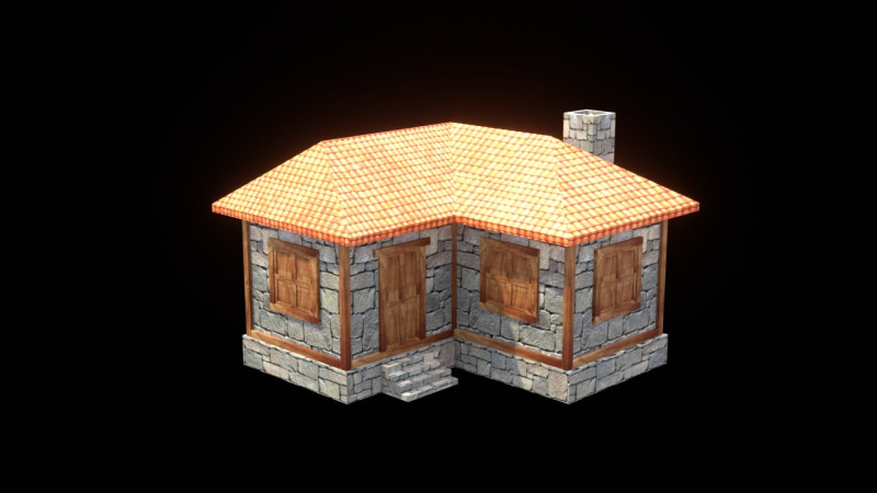 Medieval house low poly village town city residential game ready 6 Modello 3D .c4d .max .obj .3ds .fbx .stl .blend