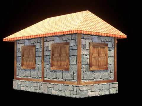 Medieval house low poly village town city residential game ready 6 3D Model