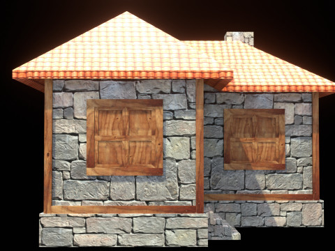 Medieval house low poly village town city residential game ready 6 Modello 3D