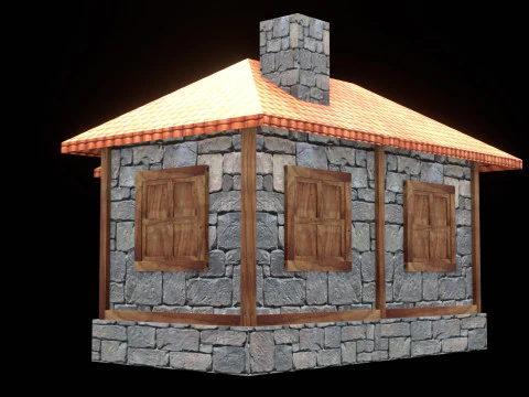 Medieval house low poly village town city residential game ready 6 3D Model