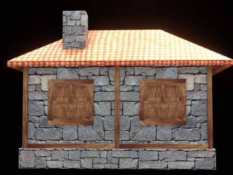 Medieval house low poly village town city residential game ready 6 Modello 3D