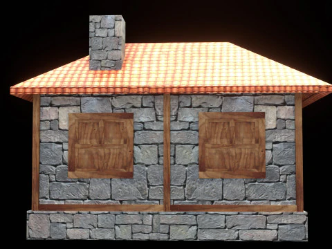 Medieval house low poly village town city residential game ready 6 3D Model