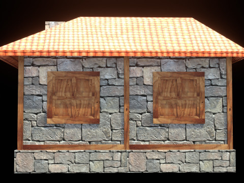 Medieval house low poly village town city residential game ready 6 Modello 3D