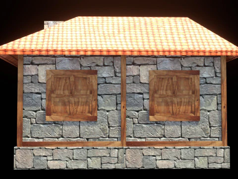 Medieval house low poly village town city residential game ready 6 3D Model
