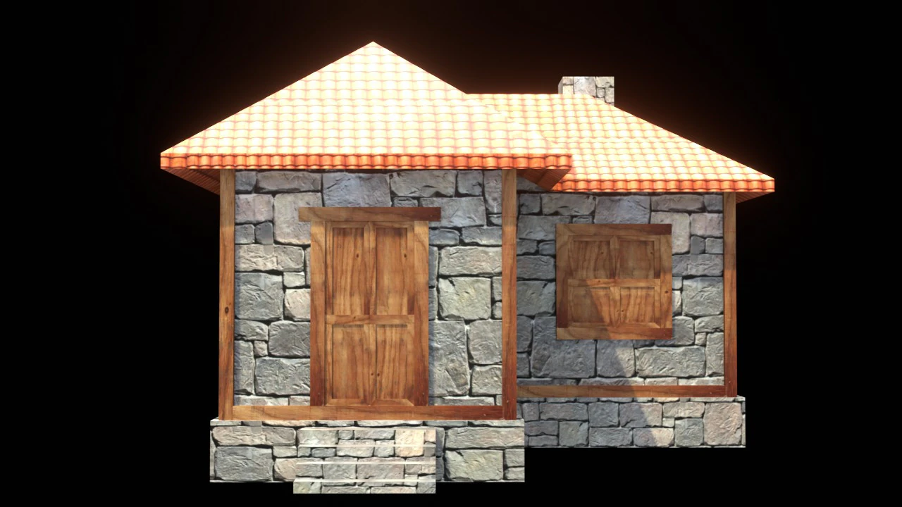 Medieval house low poly village town city residential game ready 7 3D Model .c4d .max .obj .3ds .fbx .stl .blend 