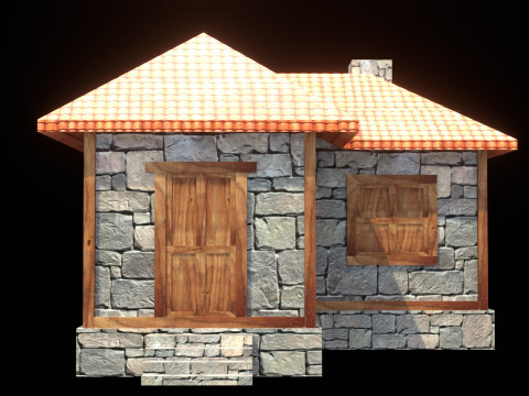 Medieval house low poly village town city residential game ready 7 3D-Modell