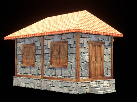 Medieval house low poly village town city residential game ready 7 3D Model