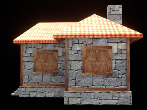 Medieval house low poly village town city residential game ready 7 3D Model