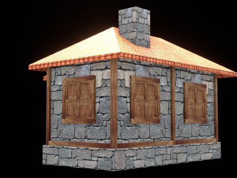 Medieval house low poly village town city residential game ready 7 3D Model