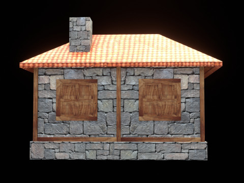 Medieval house low poly village town city residential game ready 7 3D Model