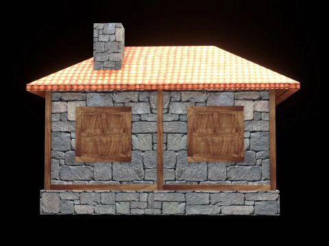 Medieval house low poly village town city residential game ready 7 3D Model