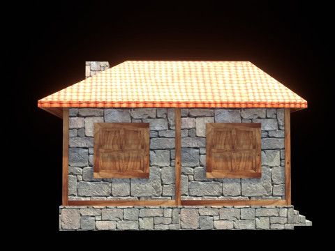 Medieval house low poly village town city residential game ready 7 3D Model