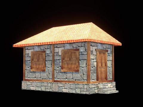 Medieval house low poly village town city residential game ready 7 3D Model
