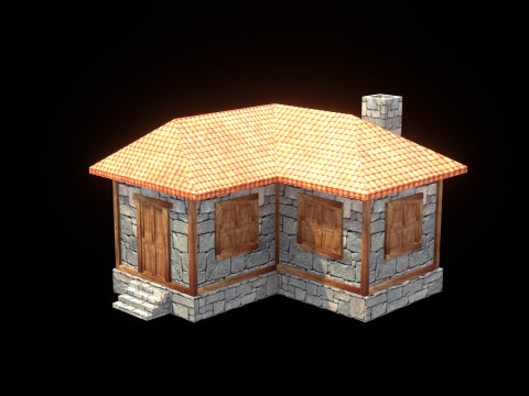 Medieval house low poly village town city residential game ready 7 3D Model