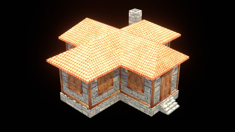 Medieval house low poly village town city residential game ready 8 Model 3D .c4d .max .obj .3ds .fbx .stl .blend