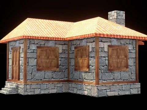 Medieval house low poly village town city residential game ready 8 3D Model