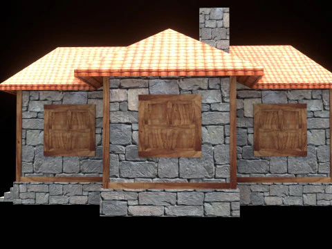 Medieval house low poly village town city residential game ready 8 3D Model