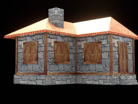 Medieval house low poly village town city residential game ready 8 3D मॉडल