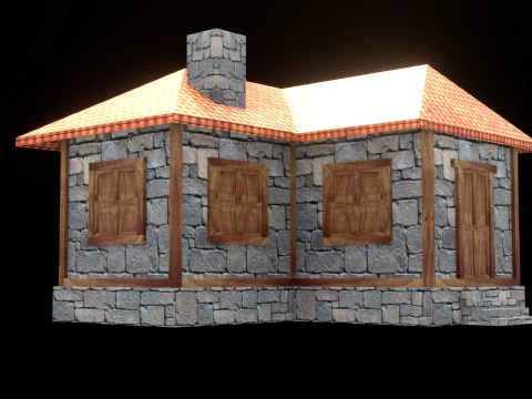 Medieval house low poly village town city residential game ready 8 3D Model