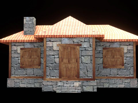 Medieval house low poly village town city residential game ready 8 3D Model
