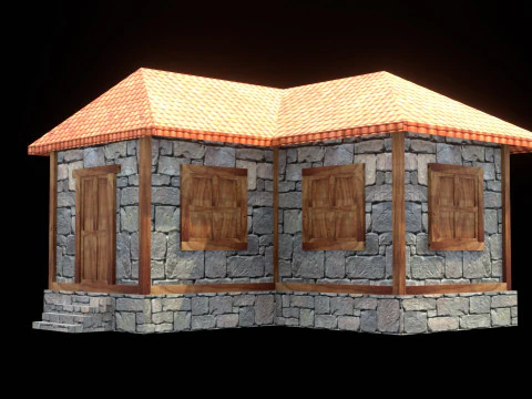 Medieval house low poly village town city residential game ready 8 3D Model