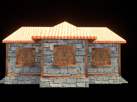 Medieval house low poly village town city residential game ready 8 3D Model