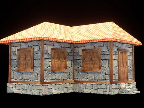 Medieval house low poly village town city residential game ready 8 3D Model