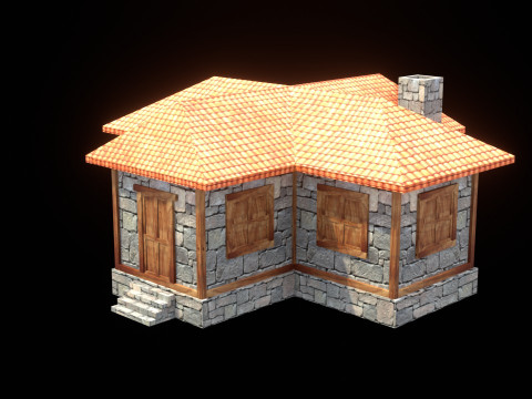 Medieval house low poly village town city residential game ready 8 3D मॉडल