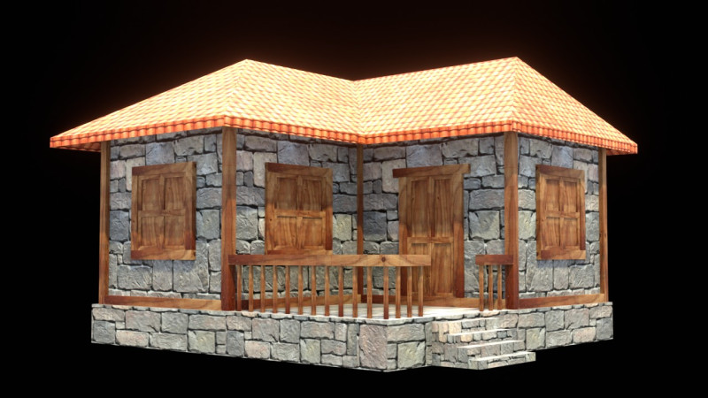 Medieval house low poly village town city residential game ready 9 3D Модель .c4d .max .obj .3ds .fbx .stl .blend