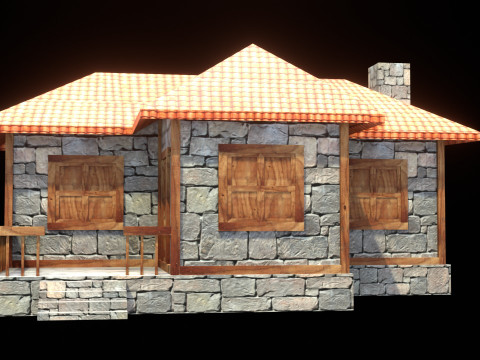 Medieval house low poly village town city residential game ready 9 3D Модель