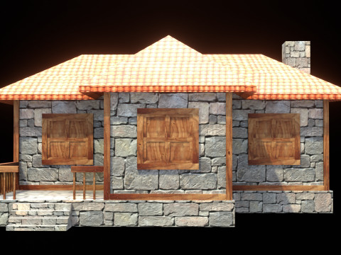 Medieval house low poly village town city residential game ready 9 3D Модель