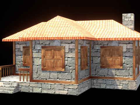 Medieval house low poly village town city residential game ready 9 3D Модель