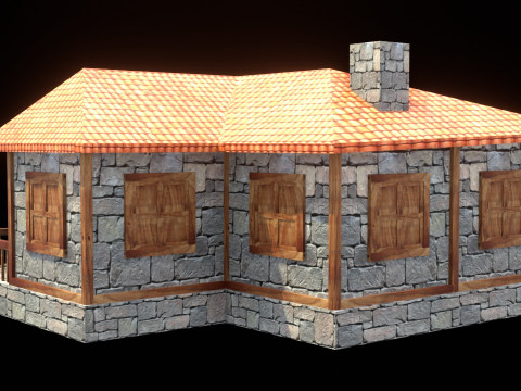Medieval house low poly village town city residential game ready 9 3D Модель