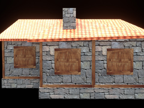 Medieval house low poly village town city residential game ready 9 3D Модель