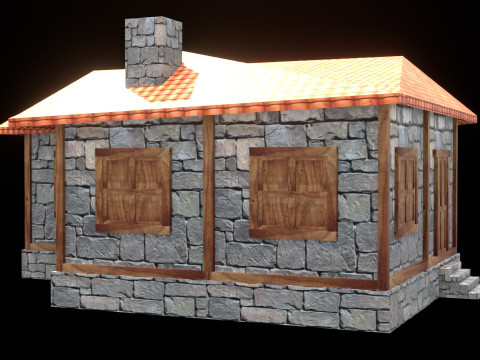 Medieval house low poly village town city residential game ready 9 3D Модель