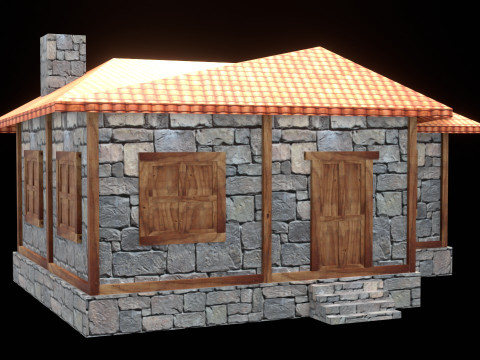 Medieval house low poly village town city residential game ready 9 3D Модель