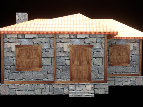 Medieval house low poly village town city residential game ready 9 3D Модель