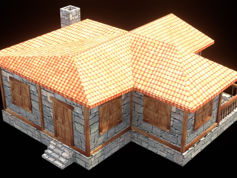 Medieval house low poly village town city residential game ready 9 3D Модель