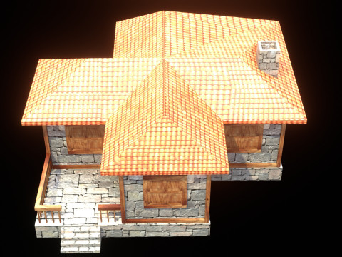 Medieval house low poly village town city residential game ready 9 3D Модель