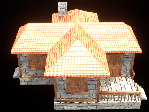 Medieval house low poly village town city residential game ready 10 Model 3D