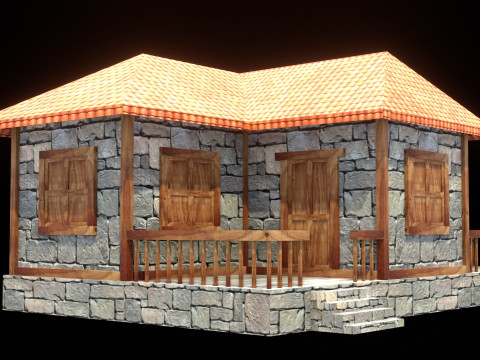 Medieval house low poly village town city residential game ready 10 Model 3D