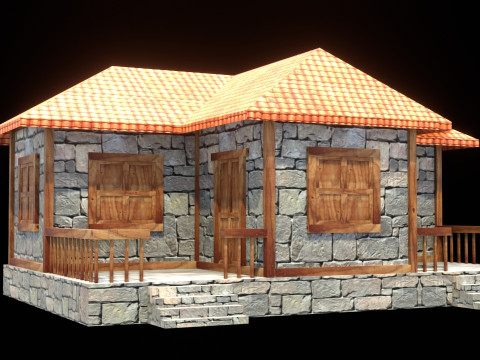 Medieval house low poly village town city residential game ready 10 Model 3D