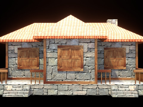 Medieval house low poly village town city residential game ready 10 Model 3D