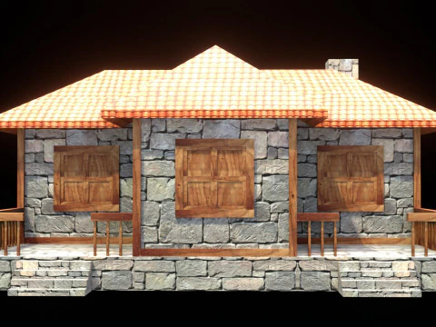 Medieval house low poly village town city residential game ready 10 3D Model