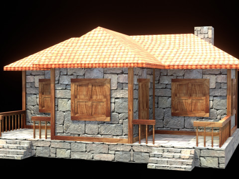 Medieval house low poly village town city residential game ready 10 Model 3D
