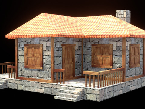 Medieval house low poly village town city residential game ready 10 Model 3D