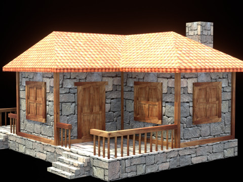 Medieval house low poly village town city residential game ready 10 Model 3D