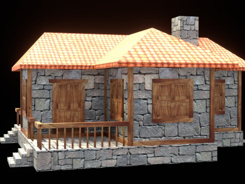 Medieval house low poly village town city residential game ready 10 Model 3D