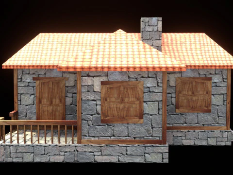 Medieval house low poly village town city residential game ready 10 3D Model